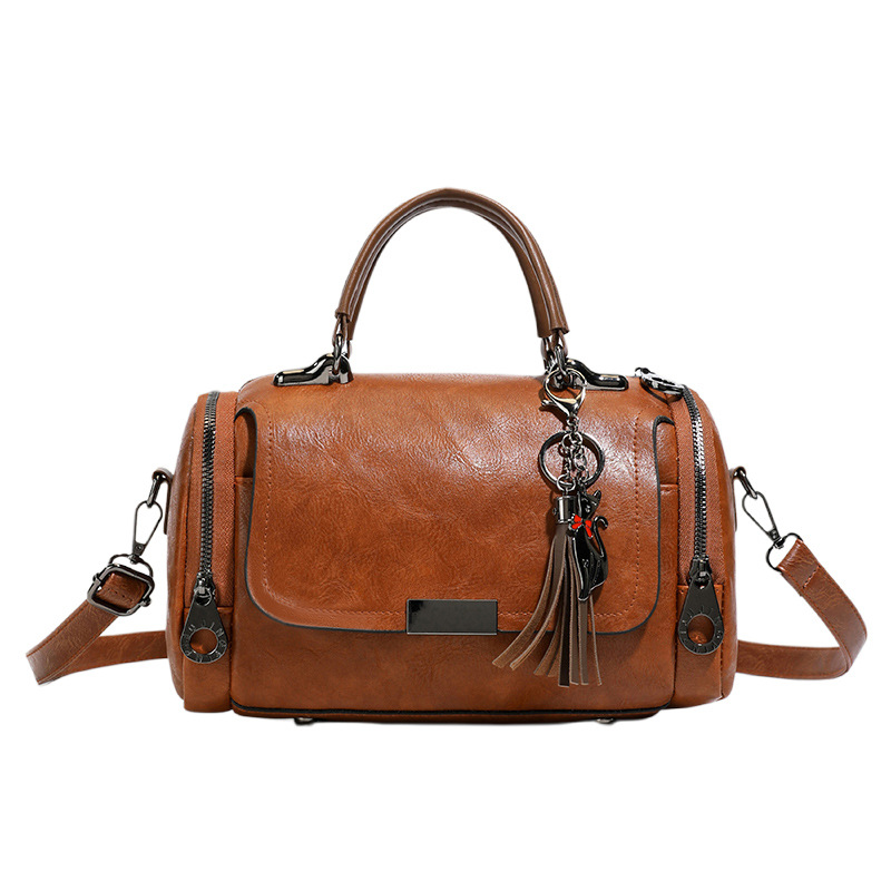 Women’s Vintage Boston Bag – Large Capacity Crossbody Shoulder Purse