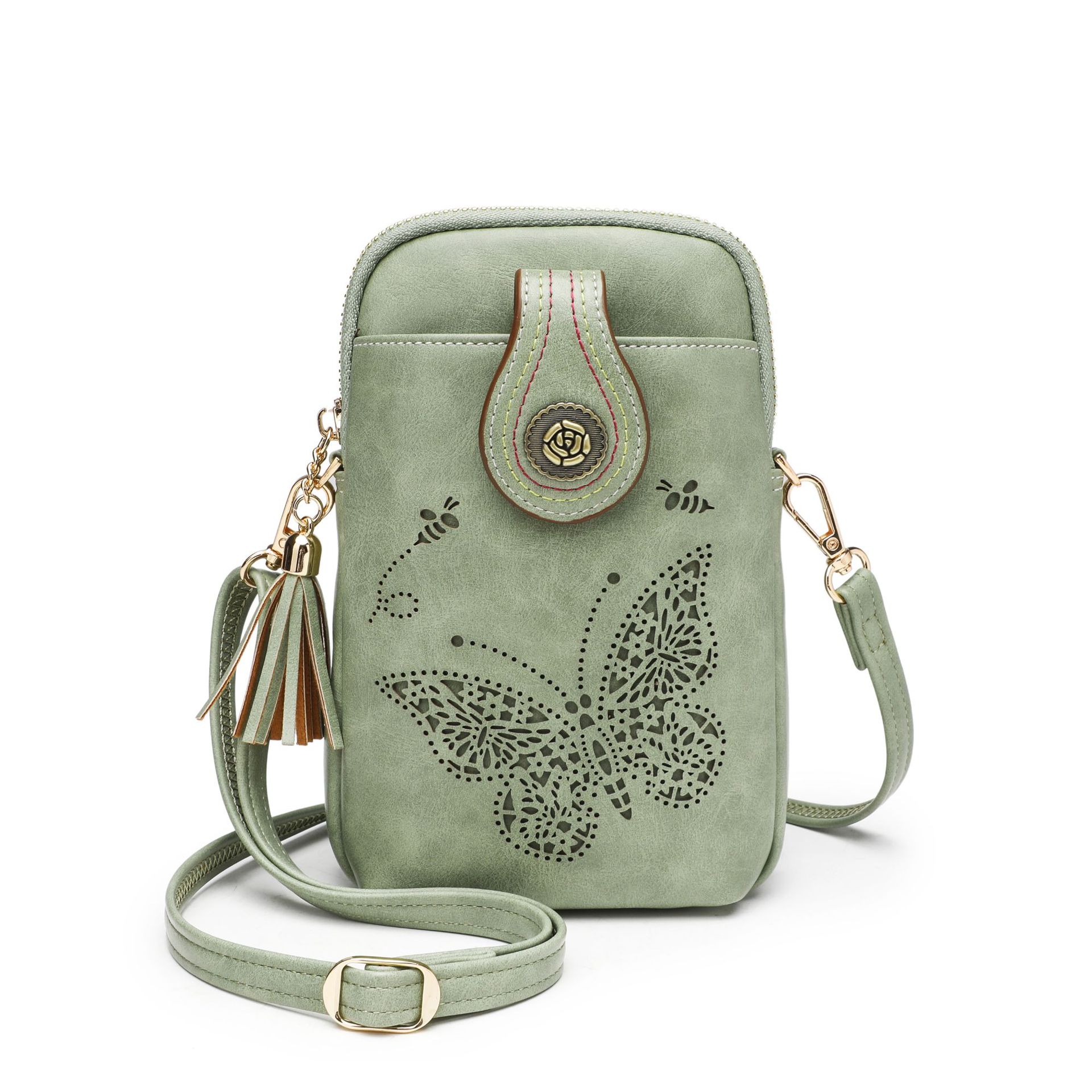 Women's Mini Crossbody Phone Bag – Lightweight Purse with Butterfly Charm & Tassel