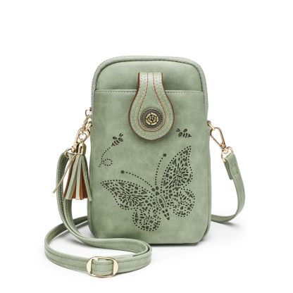 Women's Mini Crossbody Phone Bag – Lightweight Purse with Butterfly Charm & Tassel