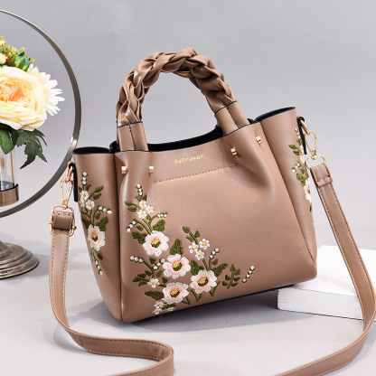 Women's Embroidered Floral Tote Bag – Vintage Crossbody Shoulder Purse