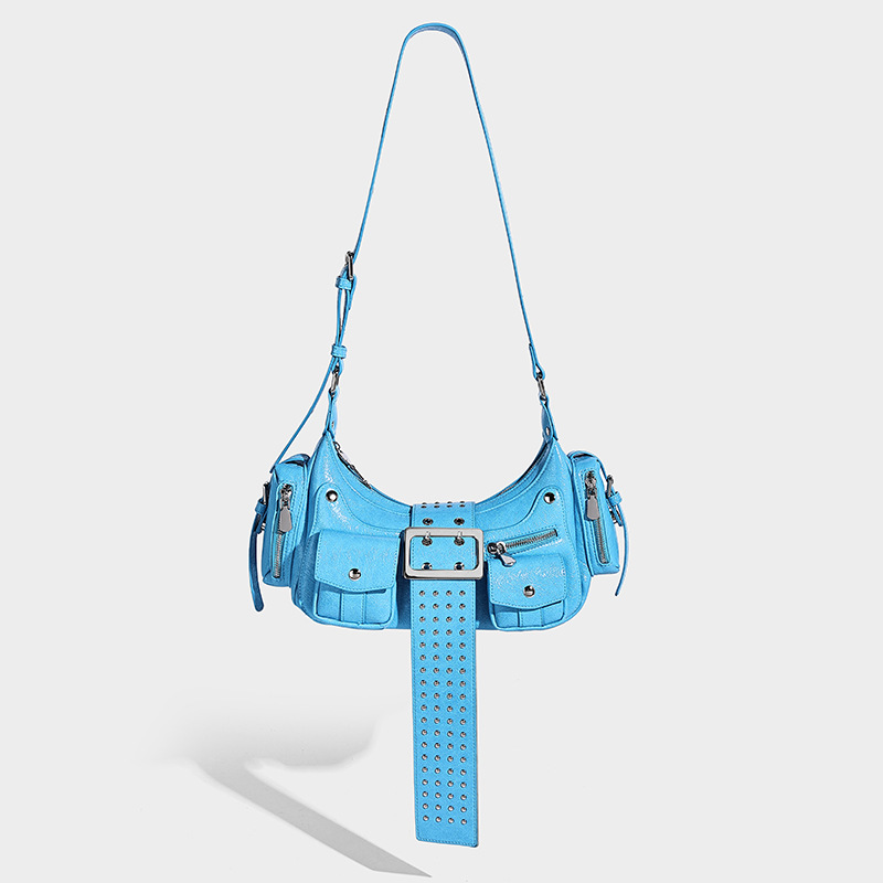 Moto Punk Studded Handbag – Rock Chic Buckle Detail Tote for Women