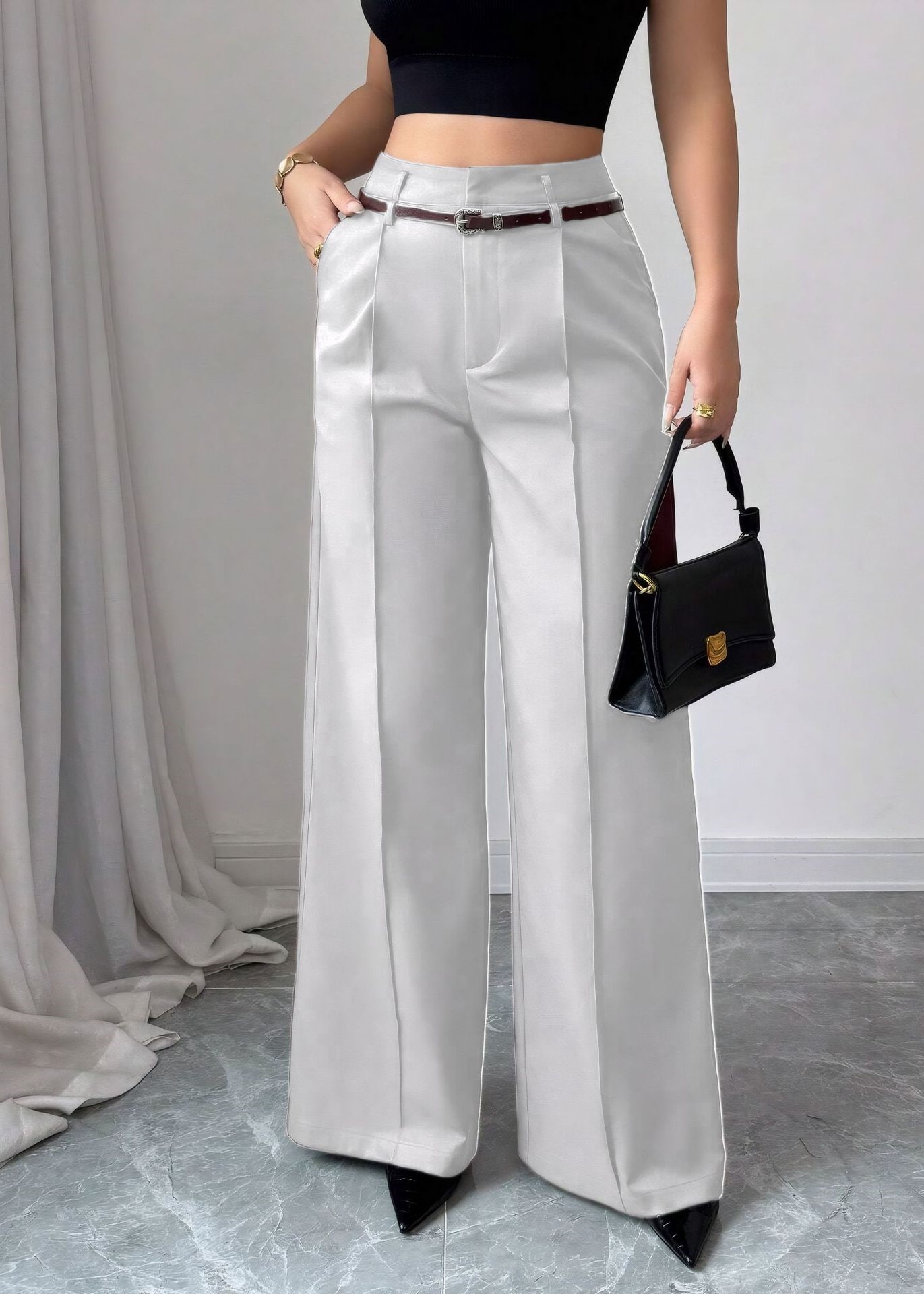 Women’s High-Waisted Wide-Leg Dress Pants – Elegant Flowy Work Trousers- ✈️Buy 2 Free Shipping✈️