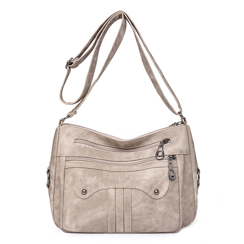 Women’s Multi-Zip Shoulder Bag – Lightweight Vintage Crossbody Purse