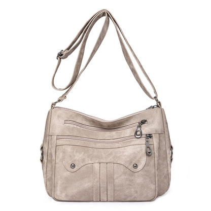 Women’s Multi-Zip Shoulder Bag – Lightweight Vintage Crossbody Purse