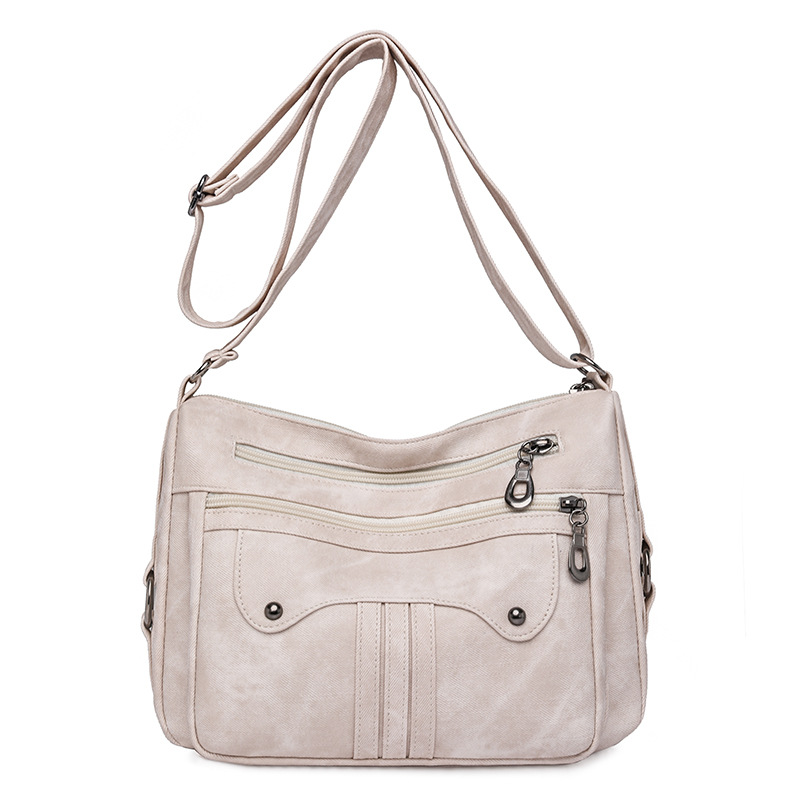Women’s Multi-Zip Shoulder Bag – Lightweight Vintage Crossbody Purse