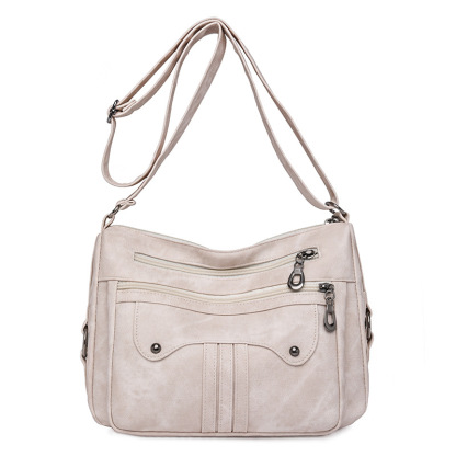Women’s Multi-Zip Shoulder Bag – Lightweight Vintage Crossbody Purse
