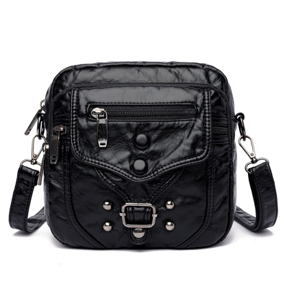 Women's Vintage Soft Leather Crossbody Bag – Multi-Pocket Everyday Purse