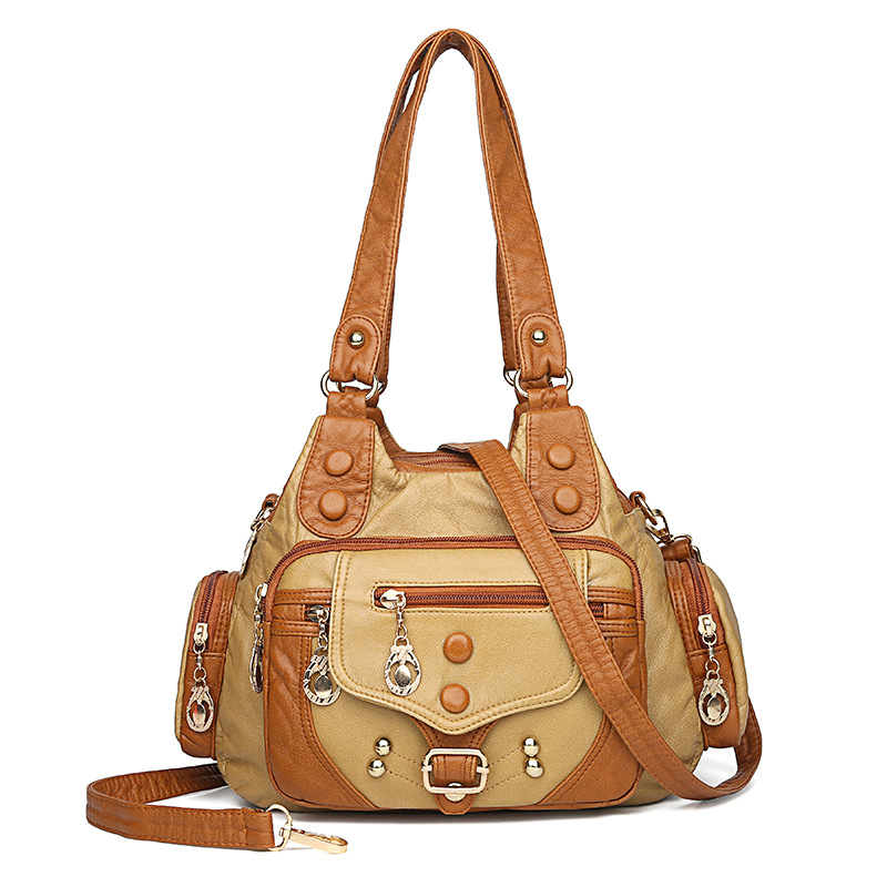 Vintage Soft Leather Weekender Bag – Large Capacity Travel & Camping Tote for Women
