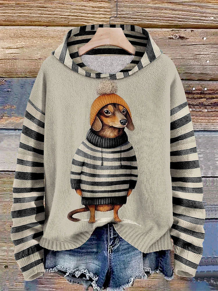 Women’s Cozy Dachshund Print Sweater