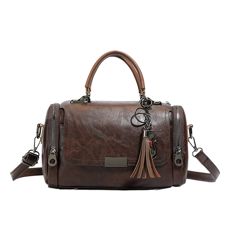 Women’s Vintage Boston Bag – Large Capacity Crossbody Shoulder Purse