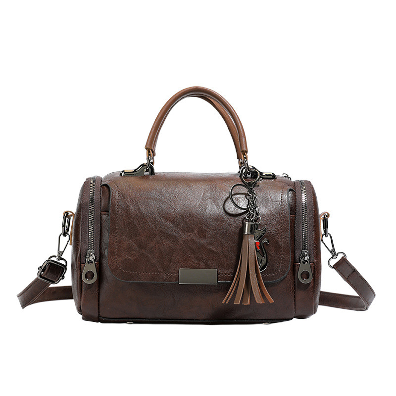 Women’s Vintage Boston Bag – Large Capacity Crossbody Shoulder Purse