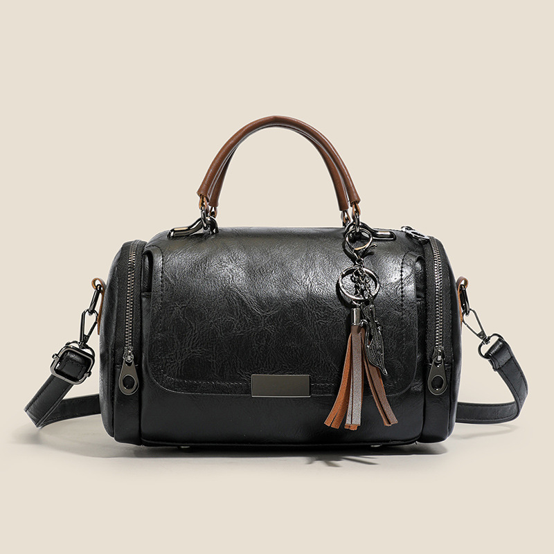 Women’s Vintage Boston Bag – Large Capacity Crossbody Shoulder Purse