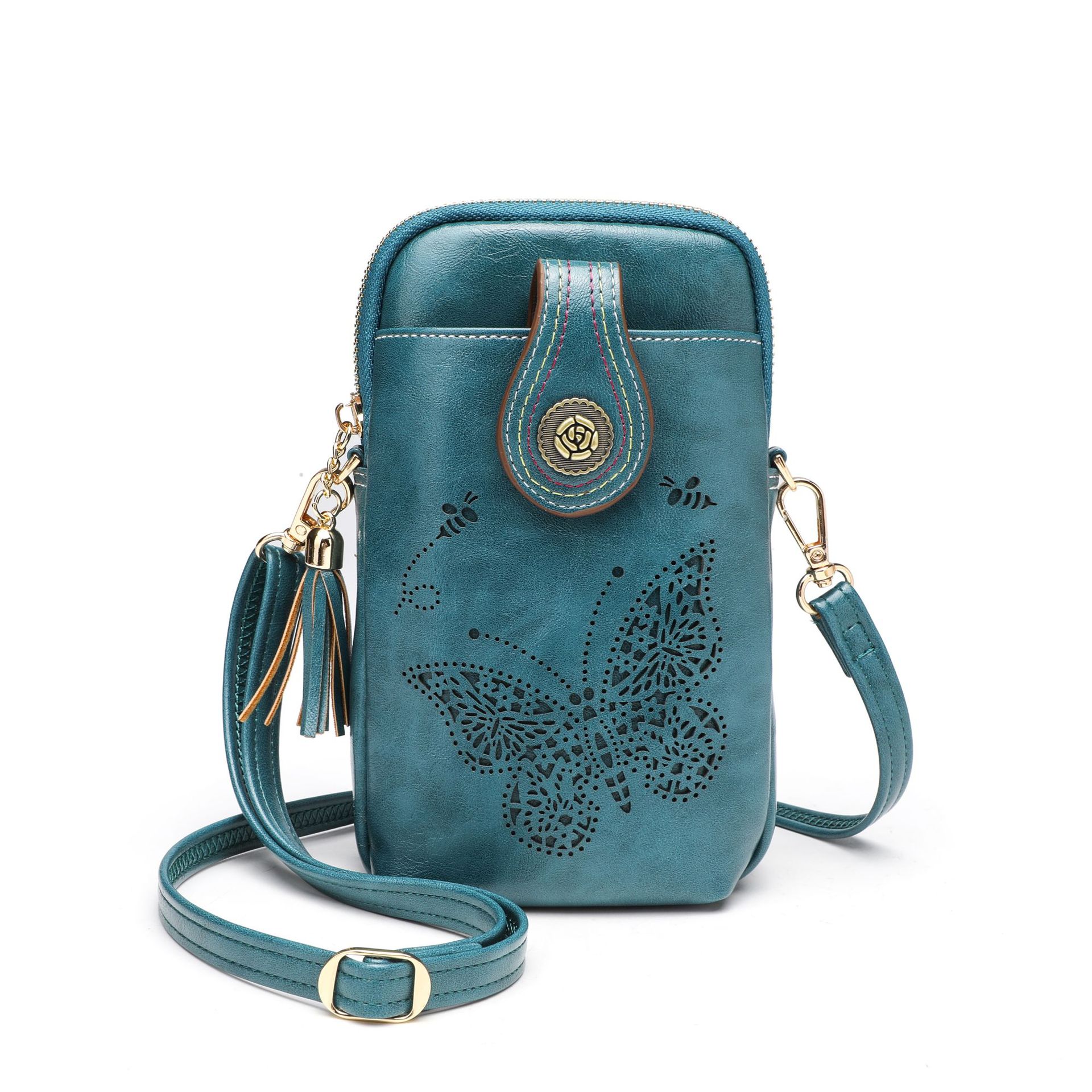 Women's Mini Crossbody Phone Bag – Lightweight Purse with Butterfly Charm & Tassel