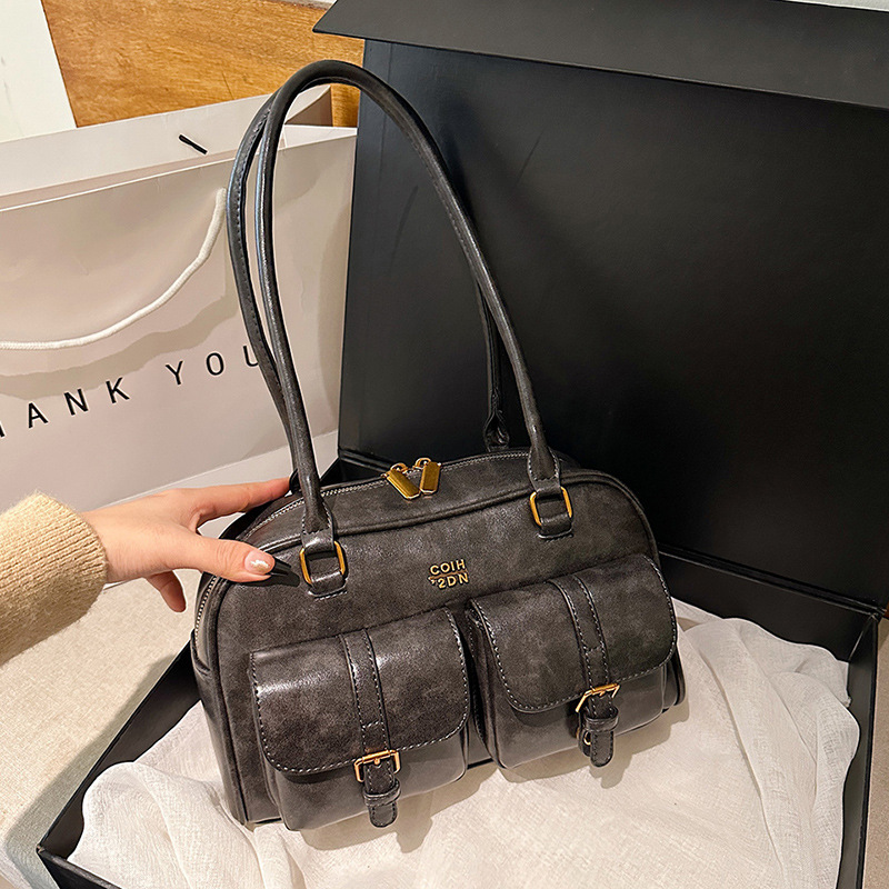 Women's Retro Multi-Pocket Shoulder Bag – Stylish Everyday Tote