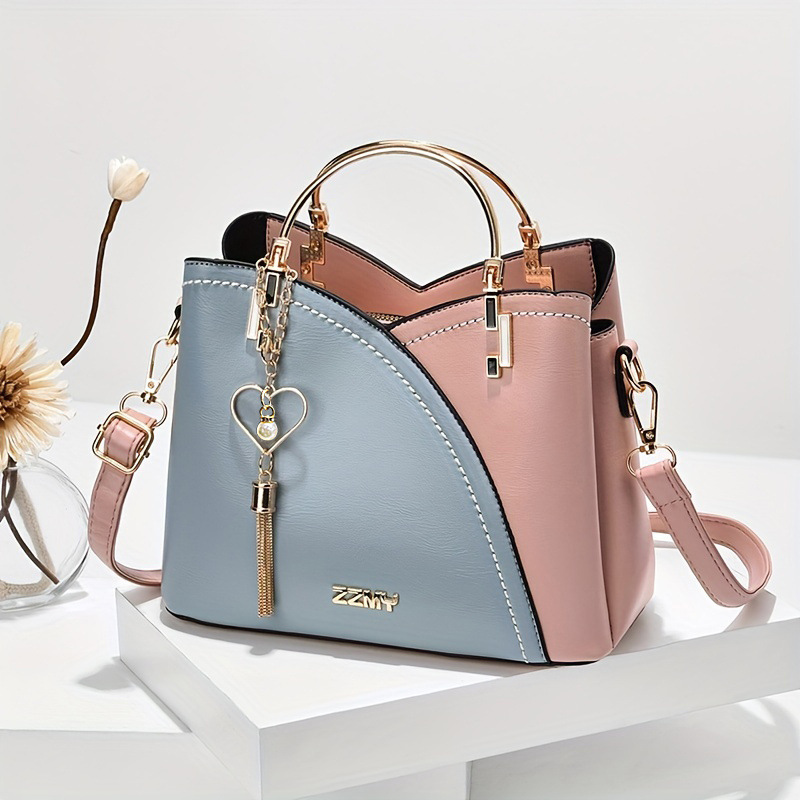 Women's Color Block Tote Bag  – Lightweight Shoulder & Crossbody Bag
