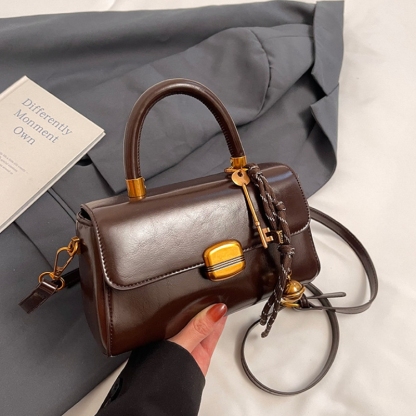 Women’s Vintage Mini Handbag – Elegant Burgundy Top Handle Crossbody Purse