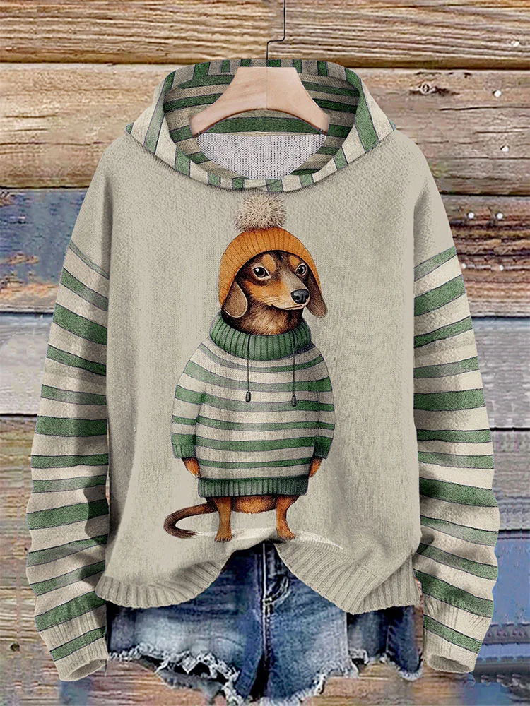 Women’s Cozy Dachshund Print Sweater