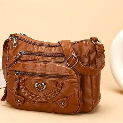 Women’s Vintage Multi-Pocket Crossbody Bag – Large Capacity Everyday Purse