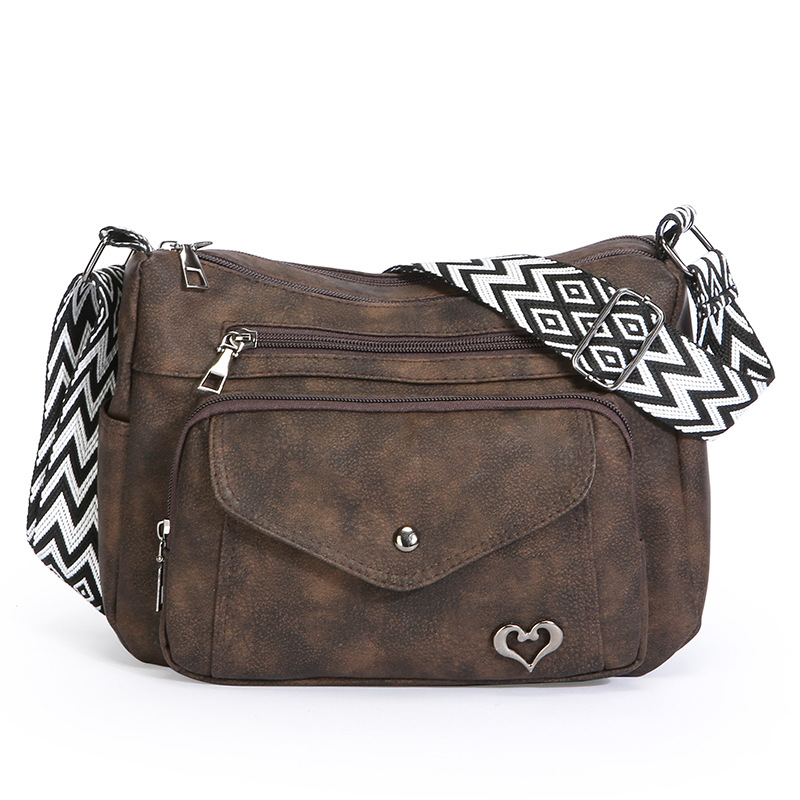 Vintage Denim Crossbody Bag – Multi-Pocket Everyday Purse for Women