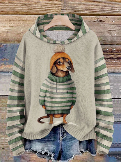 Women’s Cozy Dachshund Print Sweater