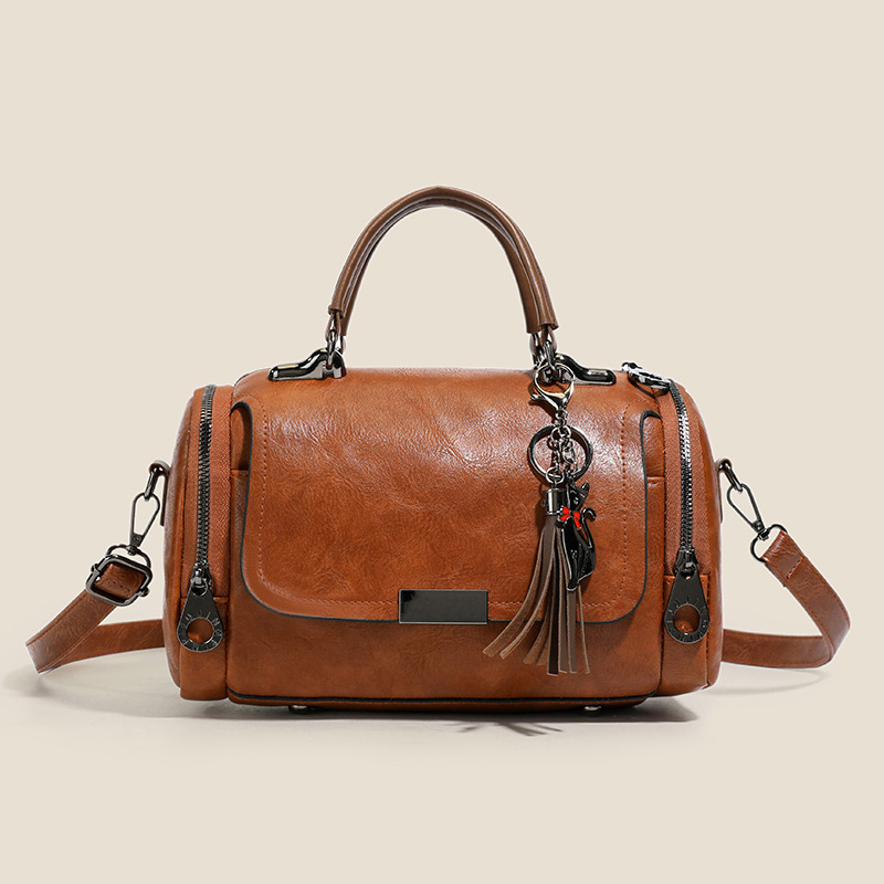 Women’s Vintage Boston Bag – Large Capacity Crossbody Shoulder Purse