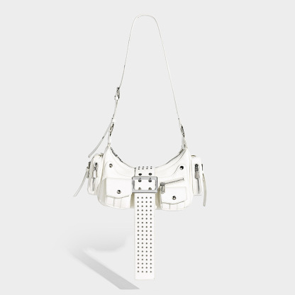 Moto Punk Studded Handbag – Rock Chic Buckle Detail Tote for Women