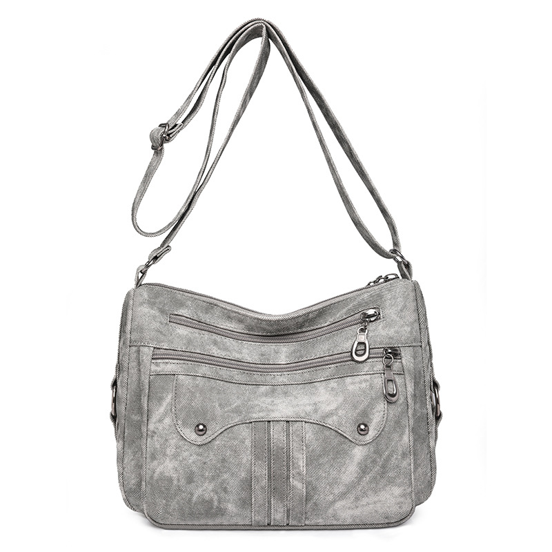 Women’s Multi-Zip Shoulder Bag – Lightweight Vintage Crossbody Purse