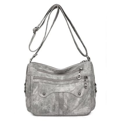 Women’s Multi-Zip Shoulder Bag – Lightweight Vintage Crossbody Purse