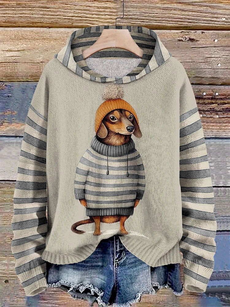 Women’s Cozy Dachshund Print Sweater