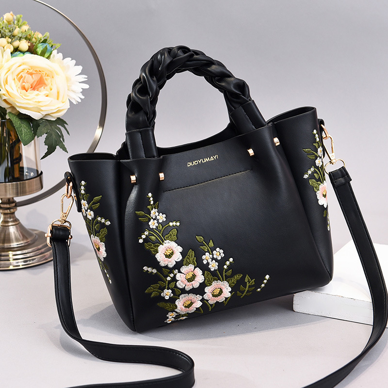 Women's Embroidered Floral Tote Bag – Vintage Crossbody Shoulder Purse