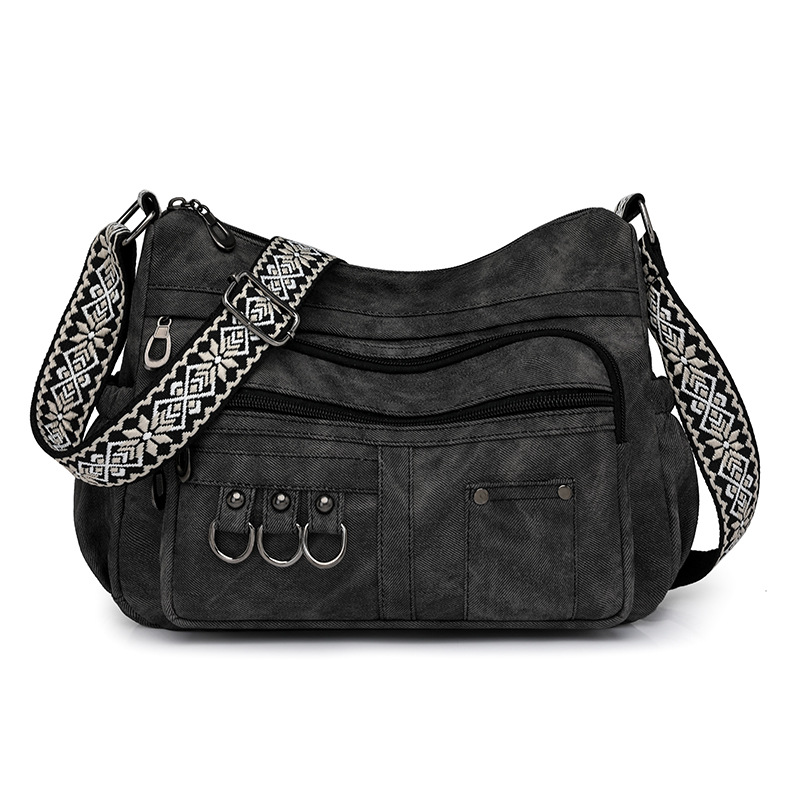 Women’s Lightweight Shoulder Bag – Vintage Multi-Pocket Crossbody Purse