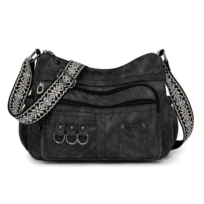 Women’s Lightweight Shoulder Bag – Vintage Multi-Pocket Crossbody Purse