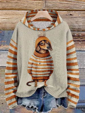 Women’s Cozy Dachshund Print Sweater
