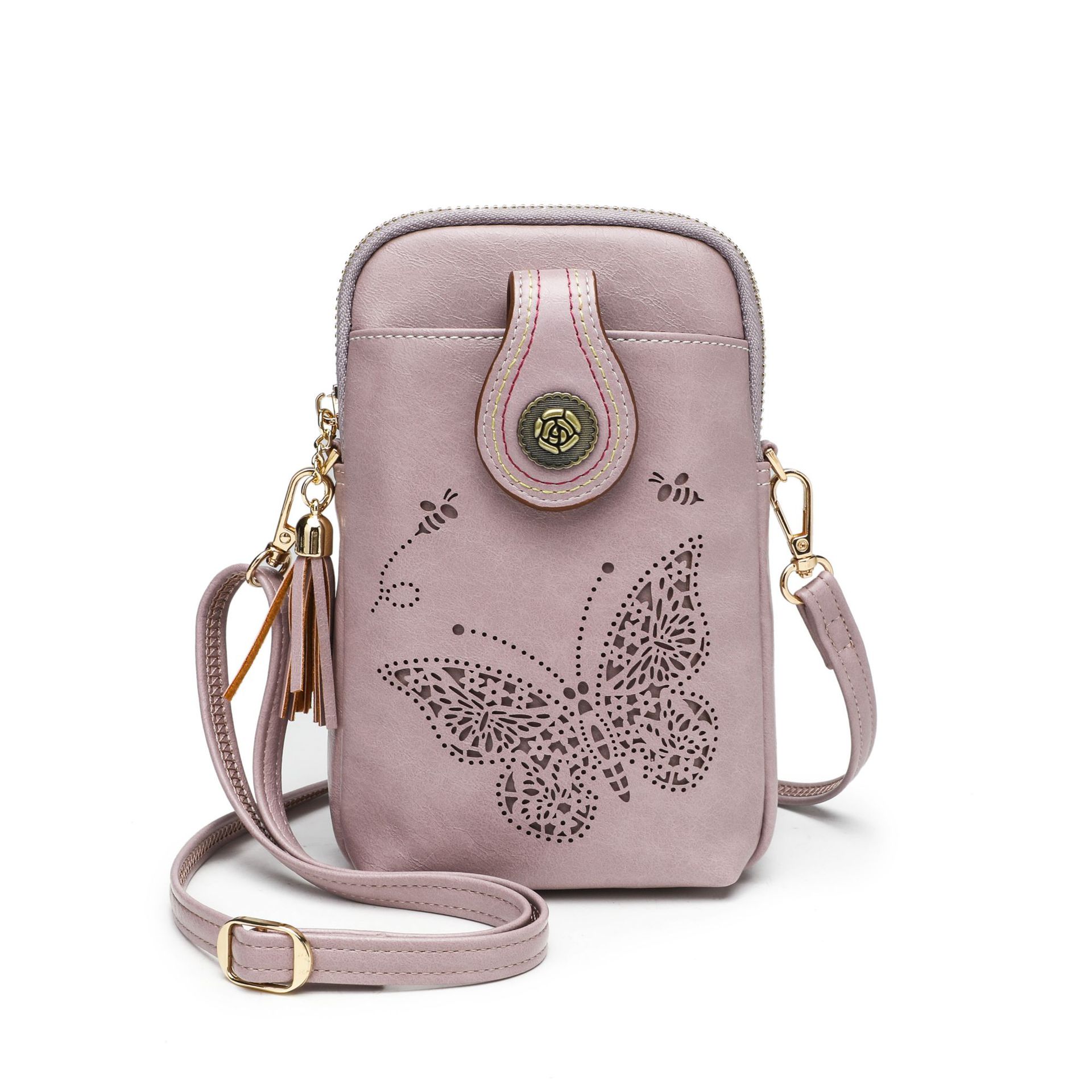 Women's Mini Crossbody Phone Bag – Lightweight Purse with Butterfly Charm & Tassel