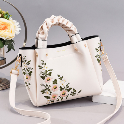 Women's Embroidered Floral Tote Bag – Vintage Crossbody Shoulder Purse