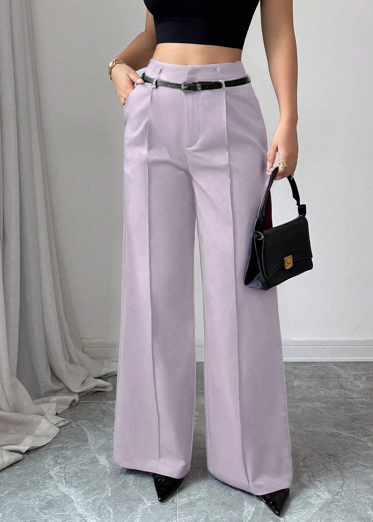 Women’s High-Waisted Wide-Leg Dress Pants – Elegant Flowy Work Trousers- ✈️Buy 2 Free Shipping✈️