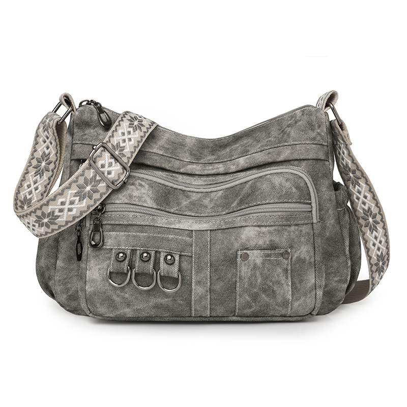Women’s Lightweight Shoulder Bag – Vintage Multi-Pocket Crossbody Purse