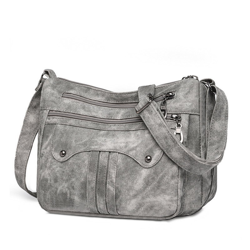Women’s Multi-Zip Shoulder Bag – Lightweight Vintage Crossbody Purse