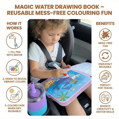🎨Magic Water Drawing Book – Reusable Mess-Free Colouring Fun
