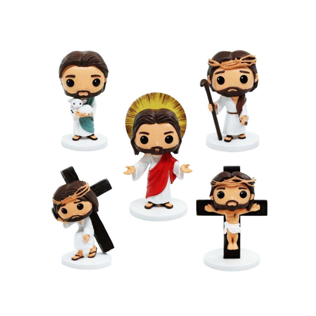 5-Style Jesus Figurine Collection – Resin Religious Art for Home Decor and Christian Study