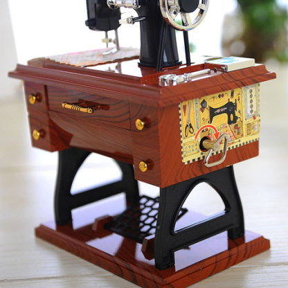 Wood Mini Sewing Machine Music Box 