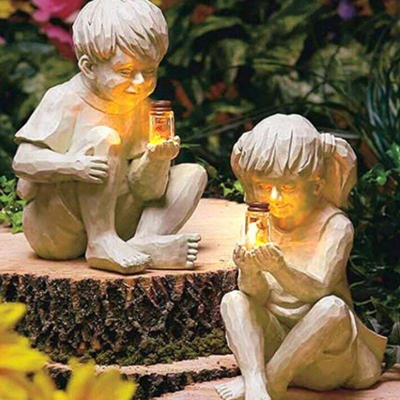 💥LAST DAY SALE 49% OFF - Solar Garden Statues -Boy& Girl(BUY 2 FREE SHIPPING)