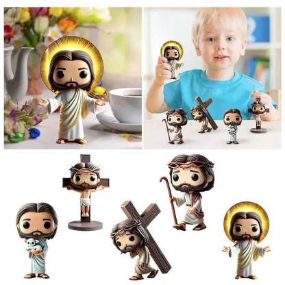 5-Style Jesus Figurine Collection – Resin Religious Art for Home Decor and Christian Study