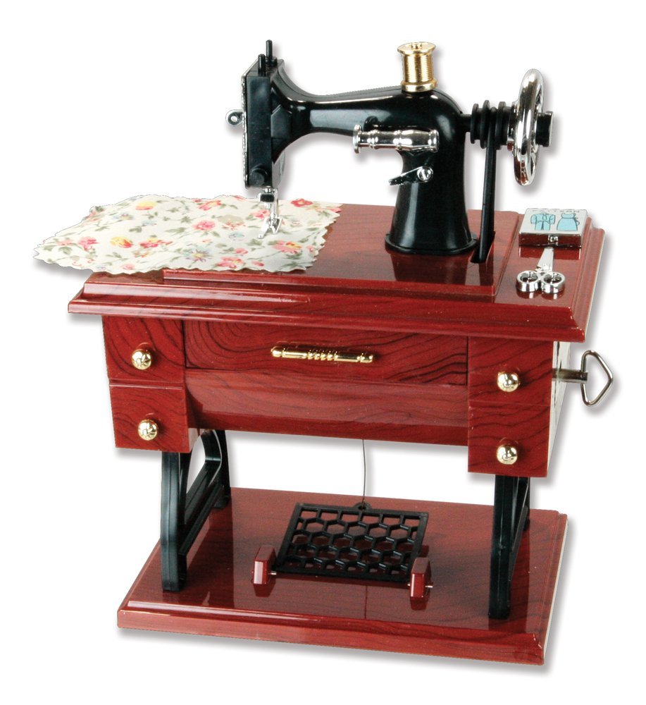 Wood Mini Sewing Machine Music Box 