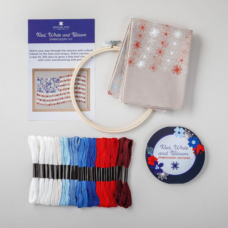 🌸Red, White & Bloom Embroidery Kit:  A Floral Salute to 250 Years!
