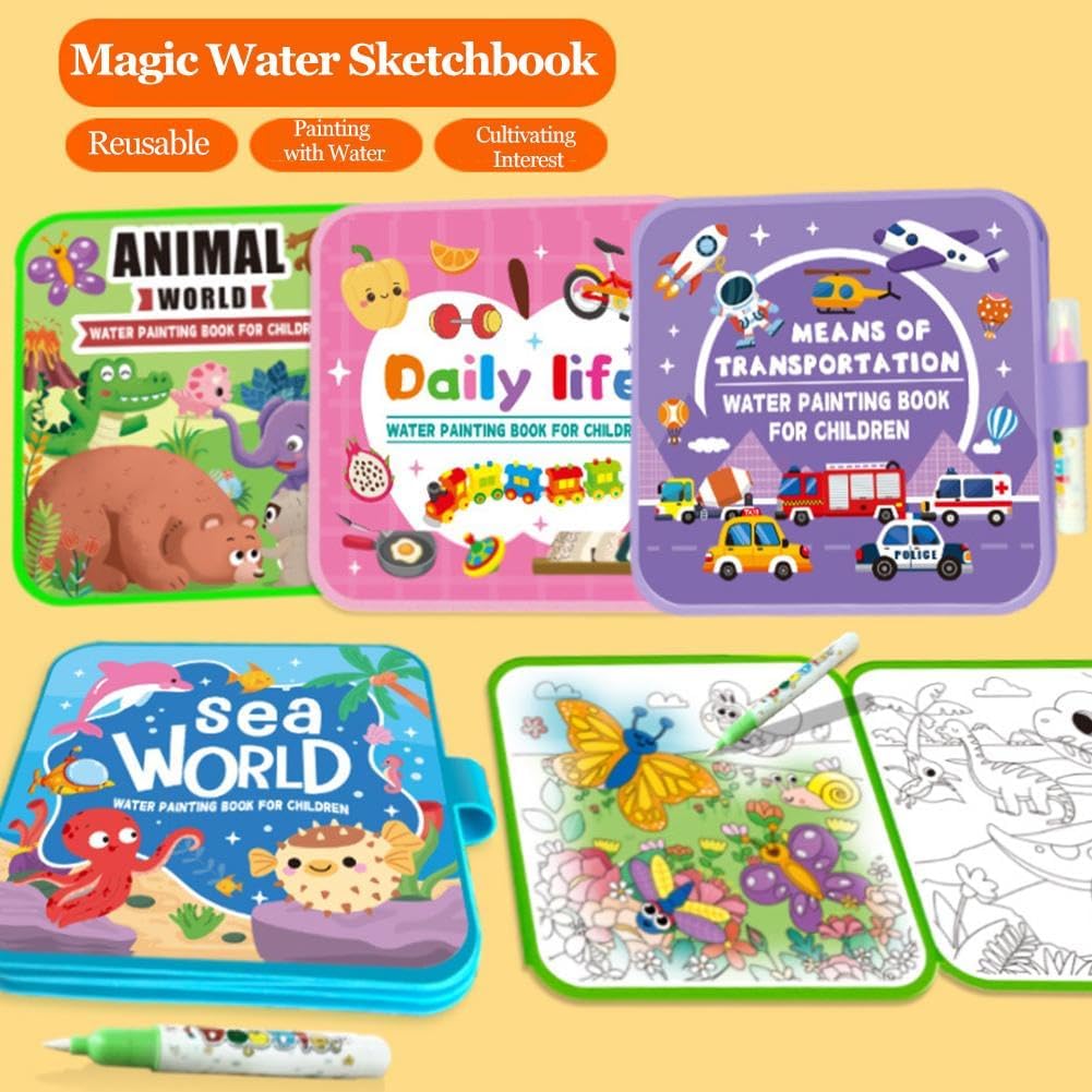🎨Magic Water Drawing Book – Reusable Mess-Free Colouring Fun