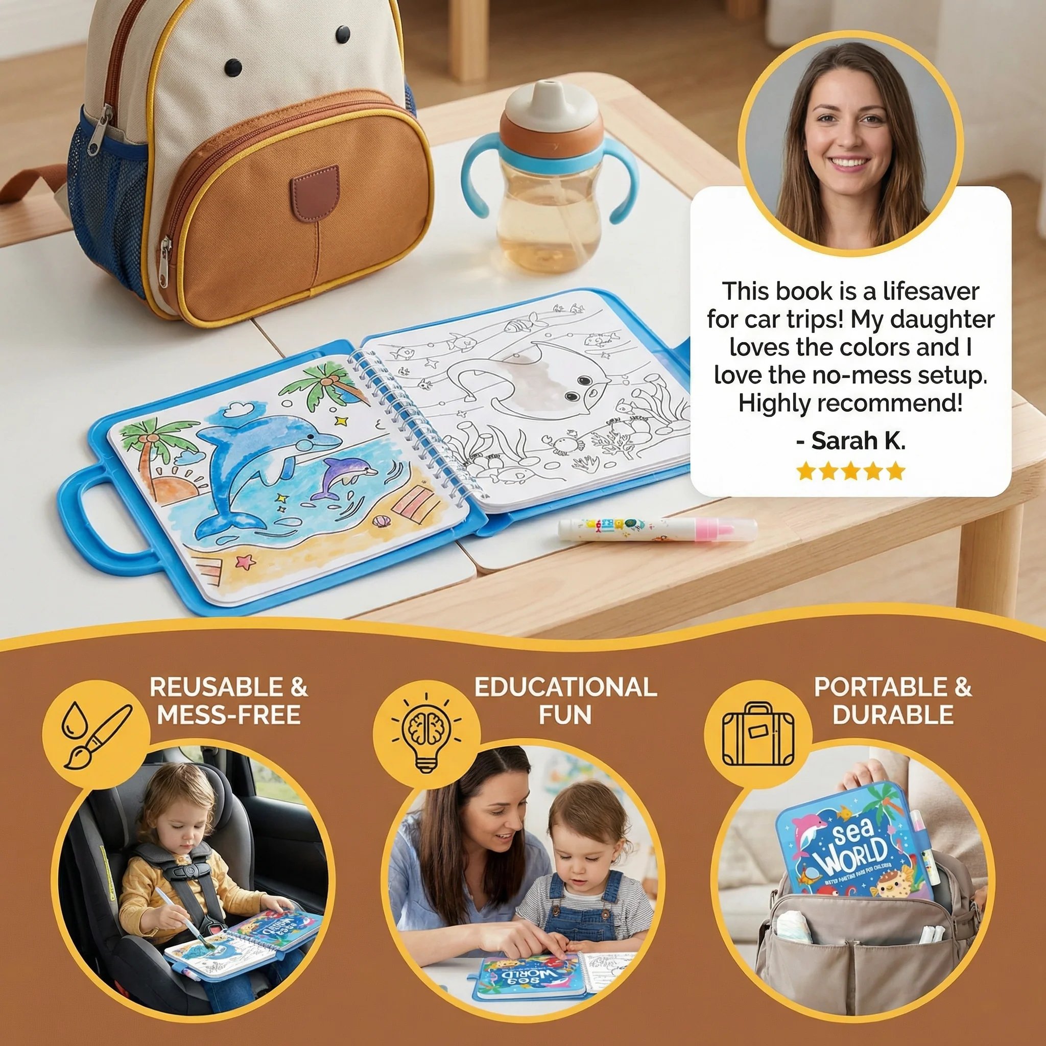 🎨Magic Water Drawing Book – Reusable Mess-Free Colouring Fun