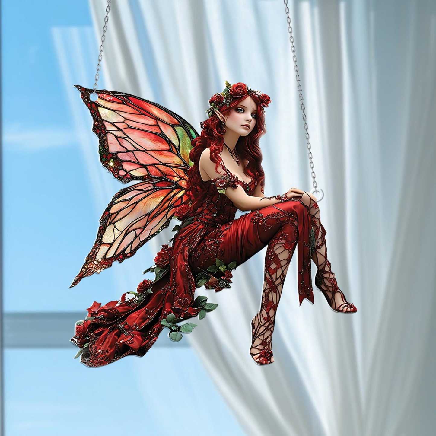 Red Fairy Window Hanging