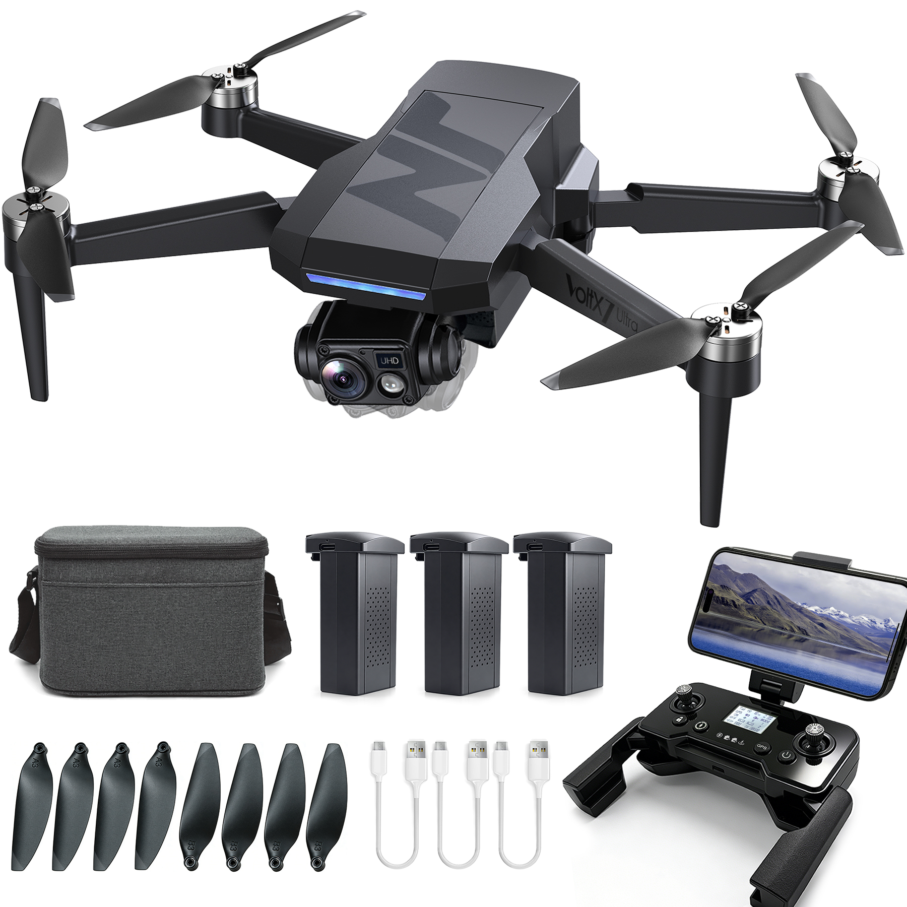 3-Axis Gimbal GPS Drone with 4K Camera for Adults, 90 Min Long Flight Time,3280 FT Long Control Range, Auto Return, Follow Me, Brushless Motor, 5G FPV RC Quadcopter for Beginners(Under 249g)