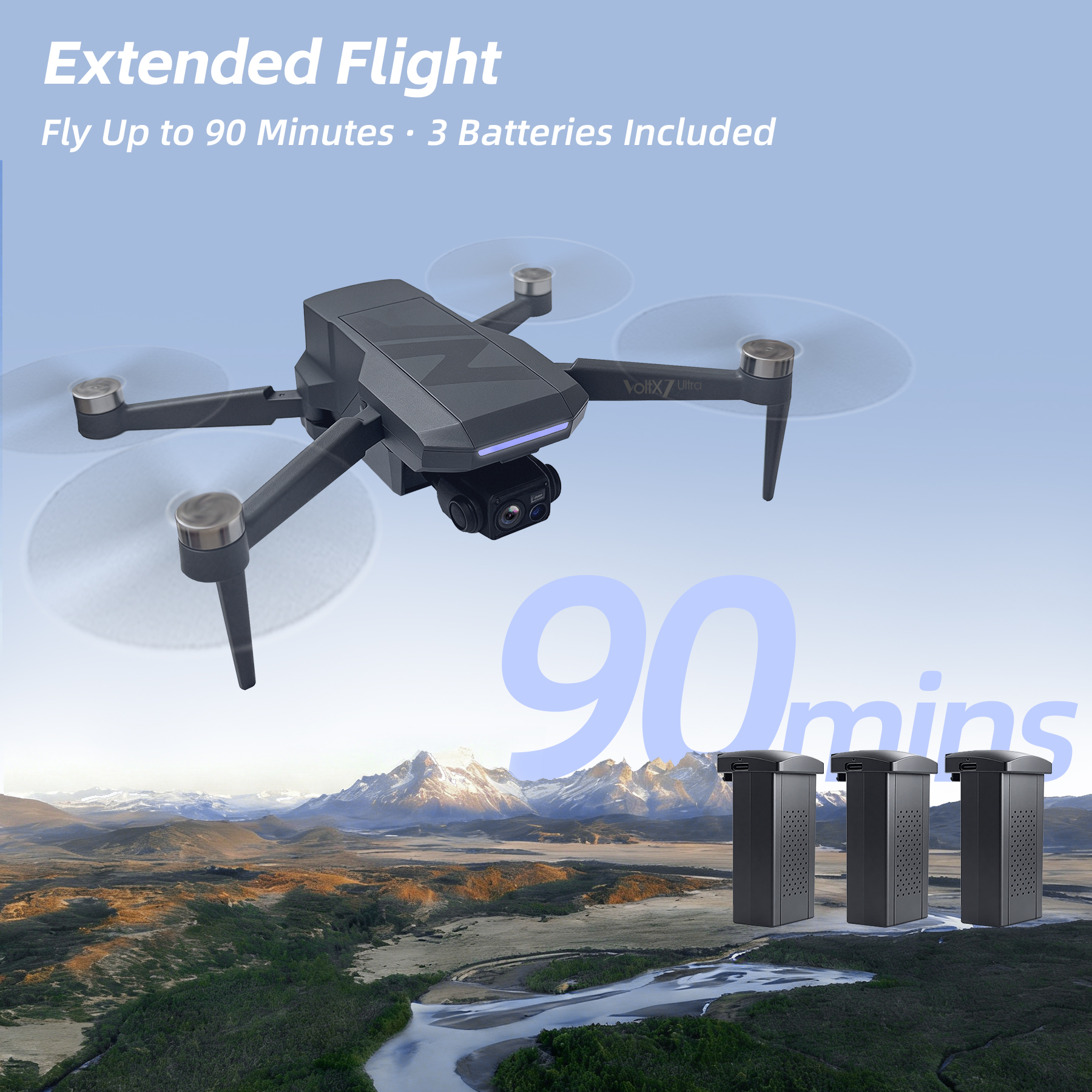 3-Axis Gimbal GPS Drone with 4K Camera for Adults, 90 Min Long Flight Time,3280 FT Long Control Range, Auto Return, Follow Me, Brushless Motor, 5G FPV RC Quadcopter for Beginners(Under 249g)